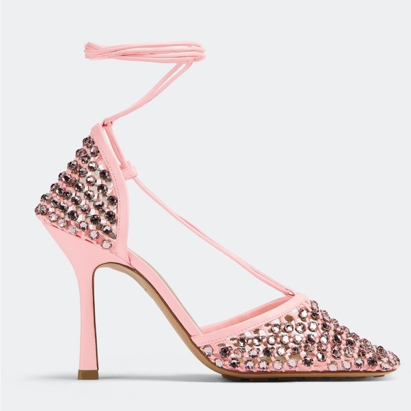 BOTTEGA VENETA Stretch Sandal Camellia Pink sz 38 1950$ - Picture 6 of 12